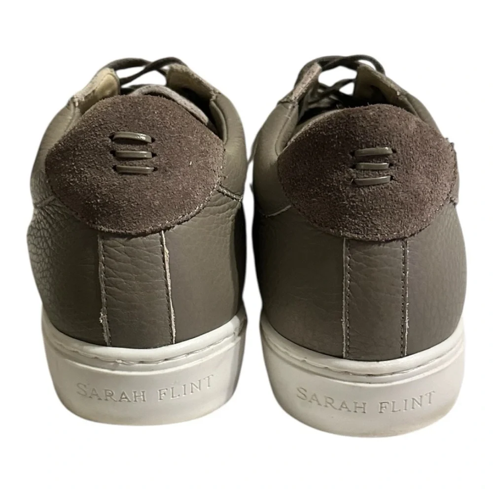 Sarah Flint Grey Grained Leather Almond Toe Perfect Sneaker Women’s 8.5 - Picture 5 of 11